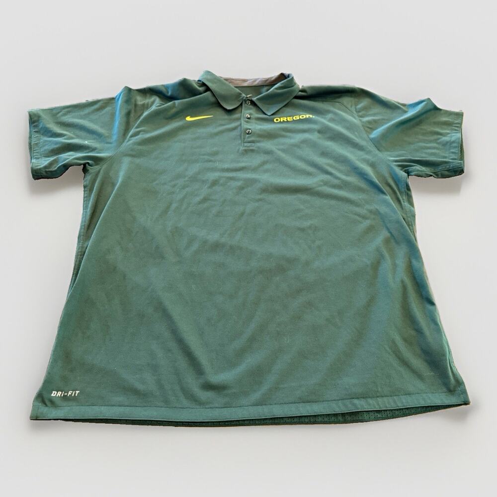 Nike Mens Green 1/4 Button Polo NCAA Oregon Ducks Short Sleeve Shirt Size XXL